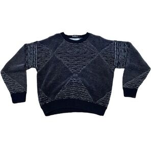 Vintage 90s Alan Stuart 3D Knit Coogi Style Sweater SZ  L Biggie Cosby‎ Acrylic